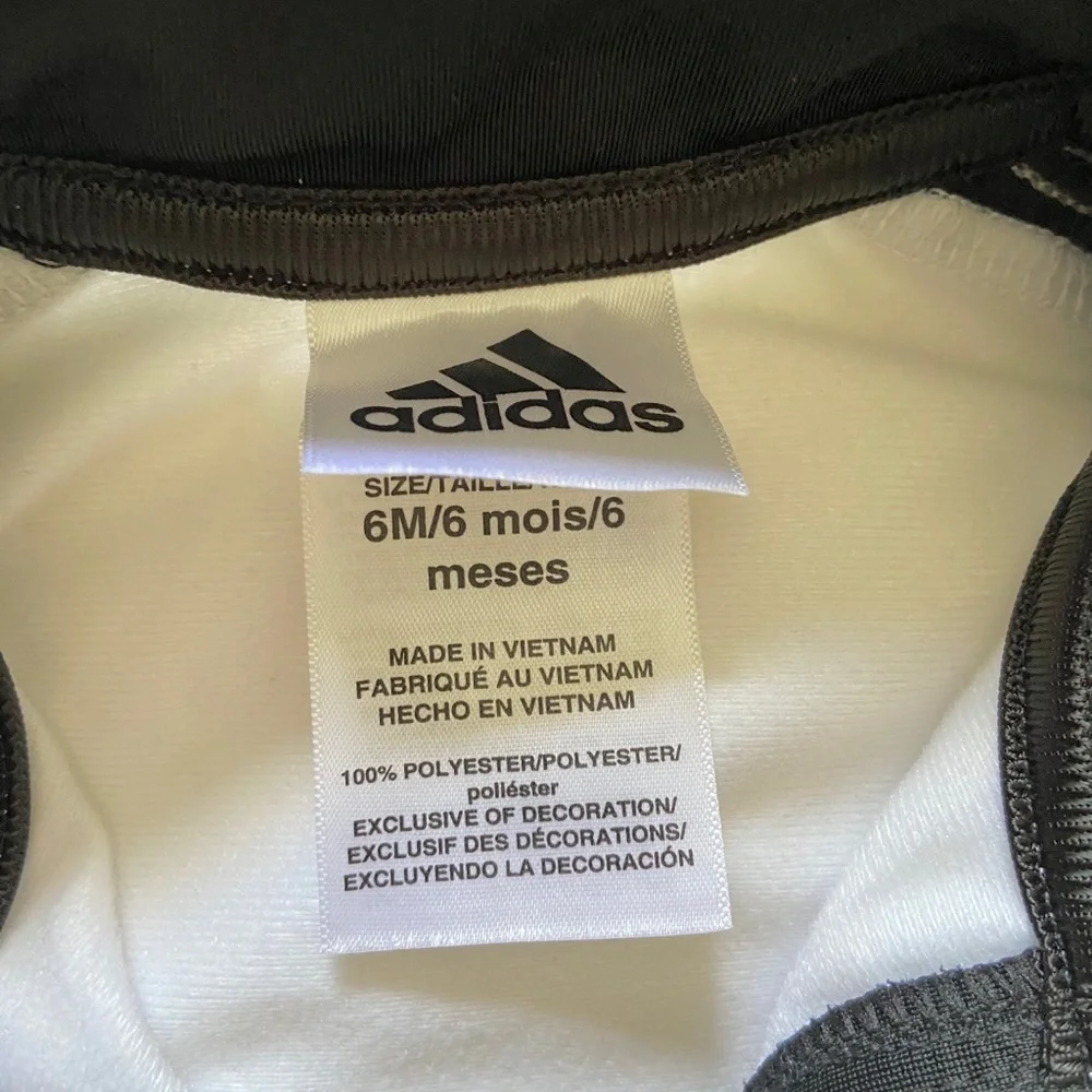 adidas baby zip up jacket white black track jacket athletic sporty toddler 6 mo